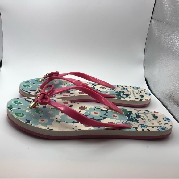 Kate Spade pink bow with flowers sandals womens size 9-10 - Picture 1 of 10